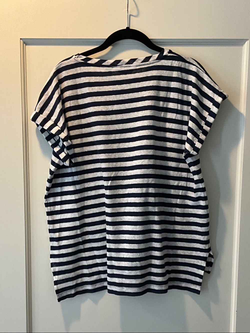 Vineyard Vines Navy & White Striped Tee with Pink Whale Logo - Picture 3 of 3
